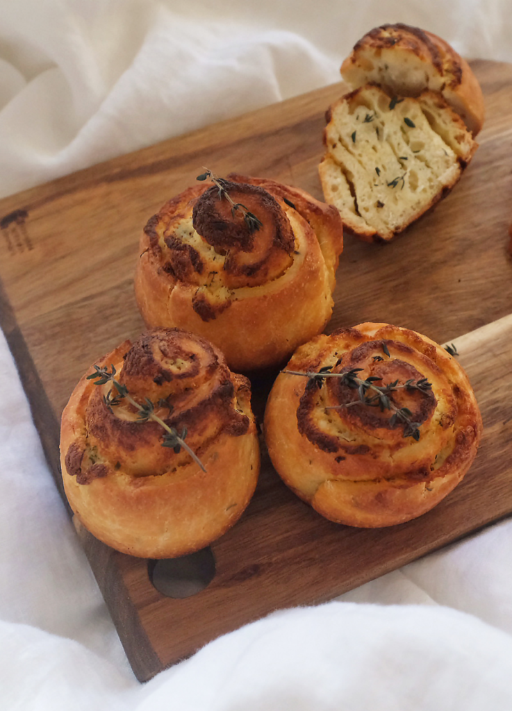 picture Fresh Herb and Cheese Bread Rolls with smoked salmon and thyme